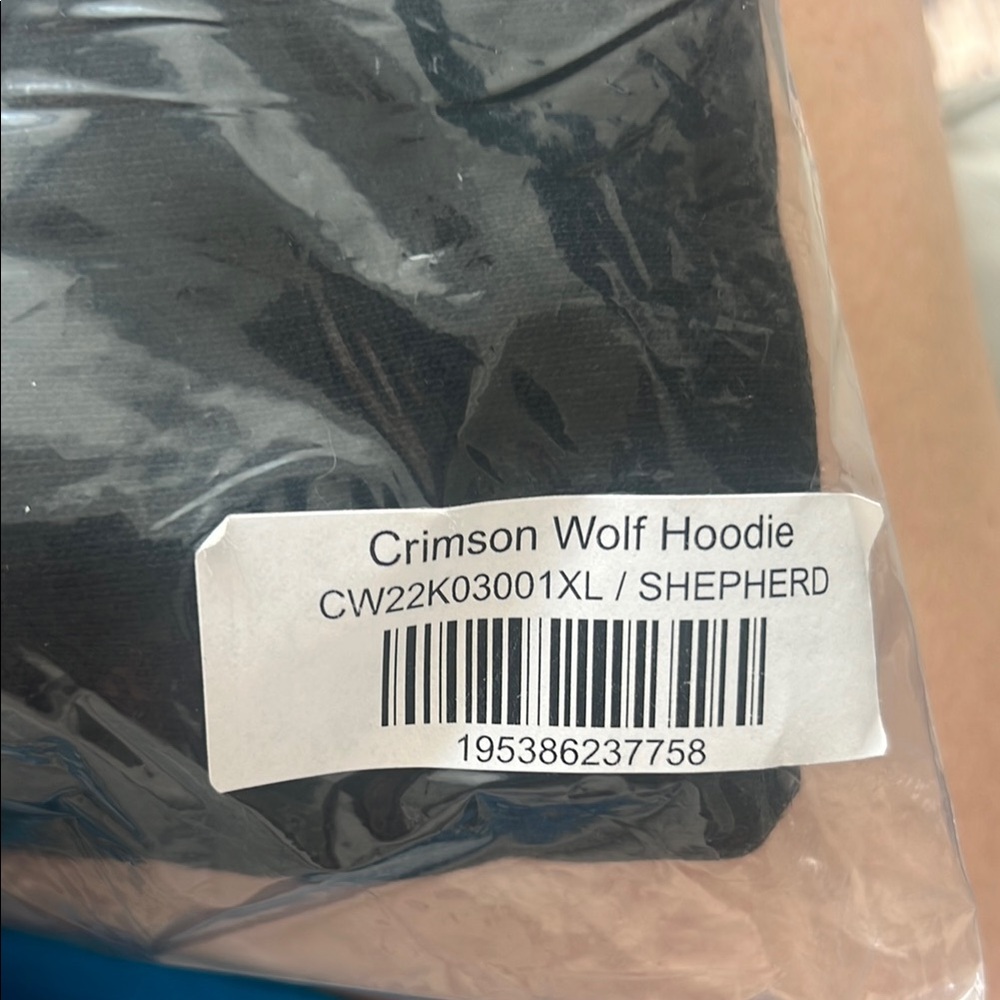 Crimson Wolf Black Hoodie - new in package, never opened